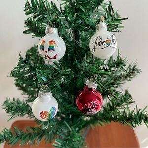 Pride Christmas Ornaments with Rainbow Gnomes and Heart